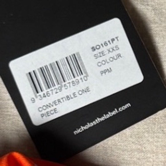 NICHOLAS Orange Floral Print Bandeau Bikini Top Strapless Tie Front Swim - Picture 3 of 3